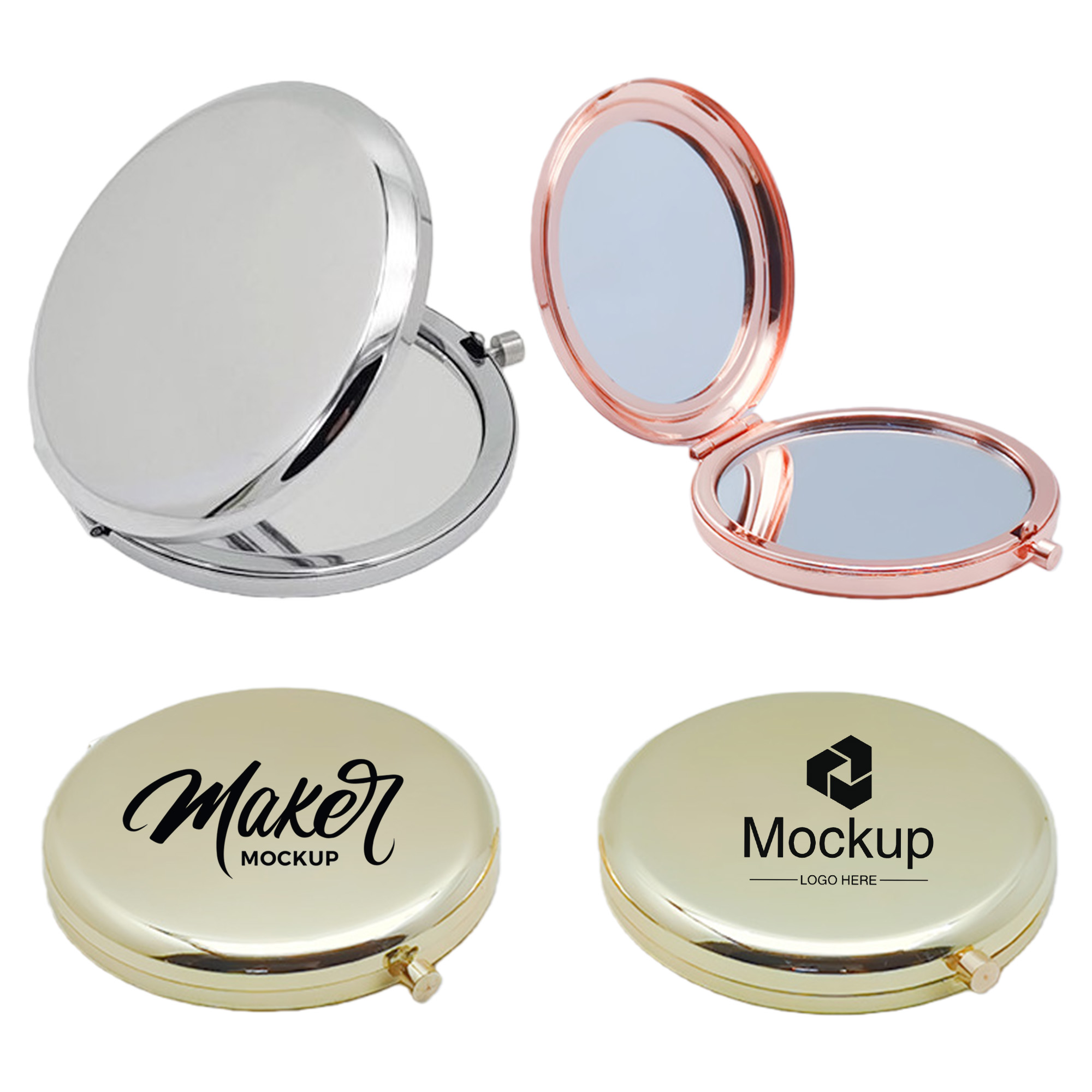 Metal Round Shell Folding Mirror 2