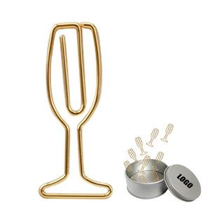 Champagne Glass Shaped Paper Clips In Tin Box Set Of 16 2