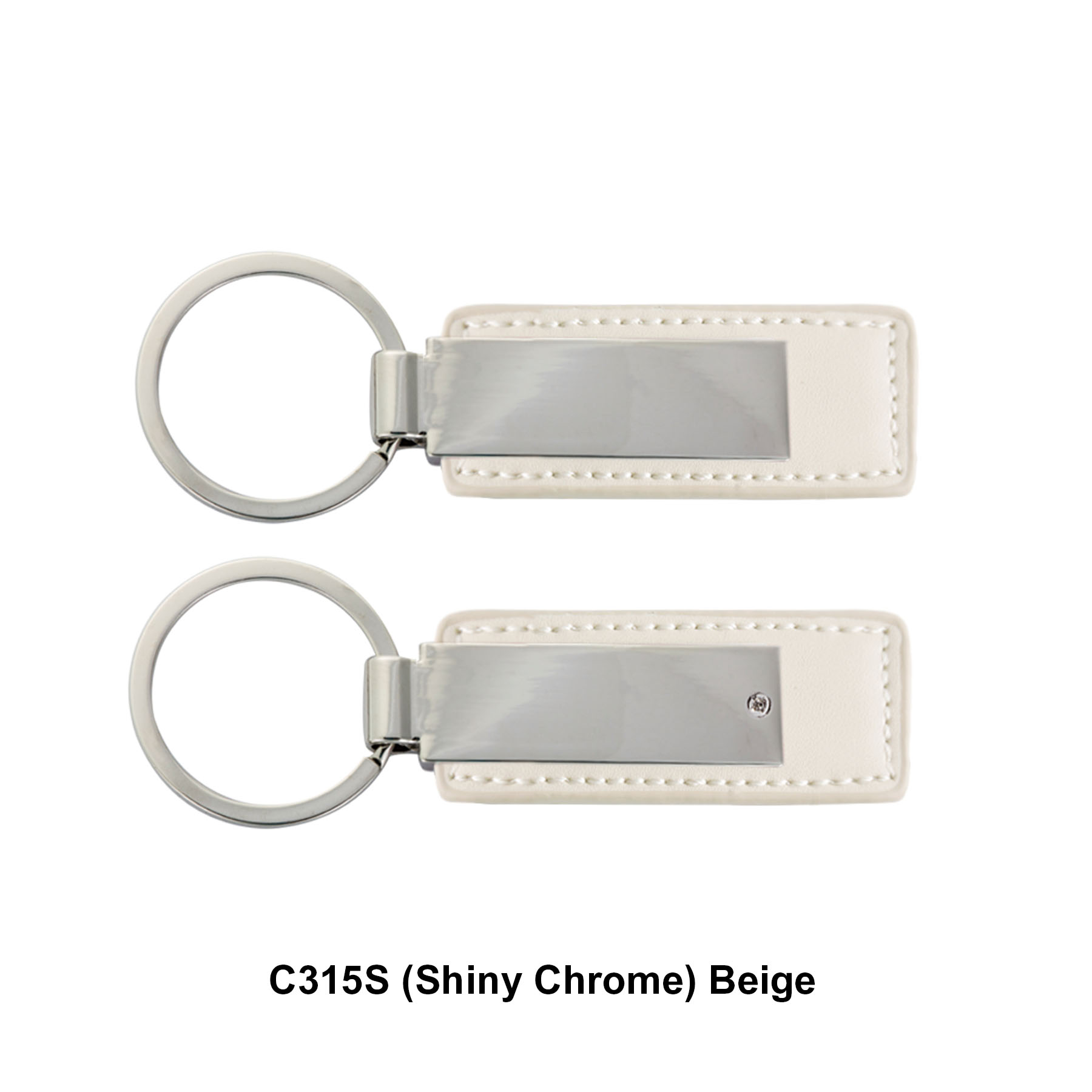 Leatherette with Rectangular Metal Key Tag (Key Chain, Keychain) 3