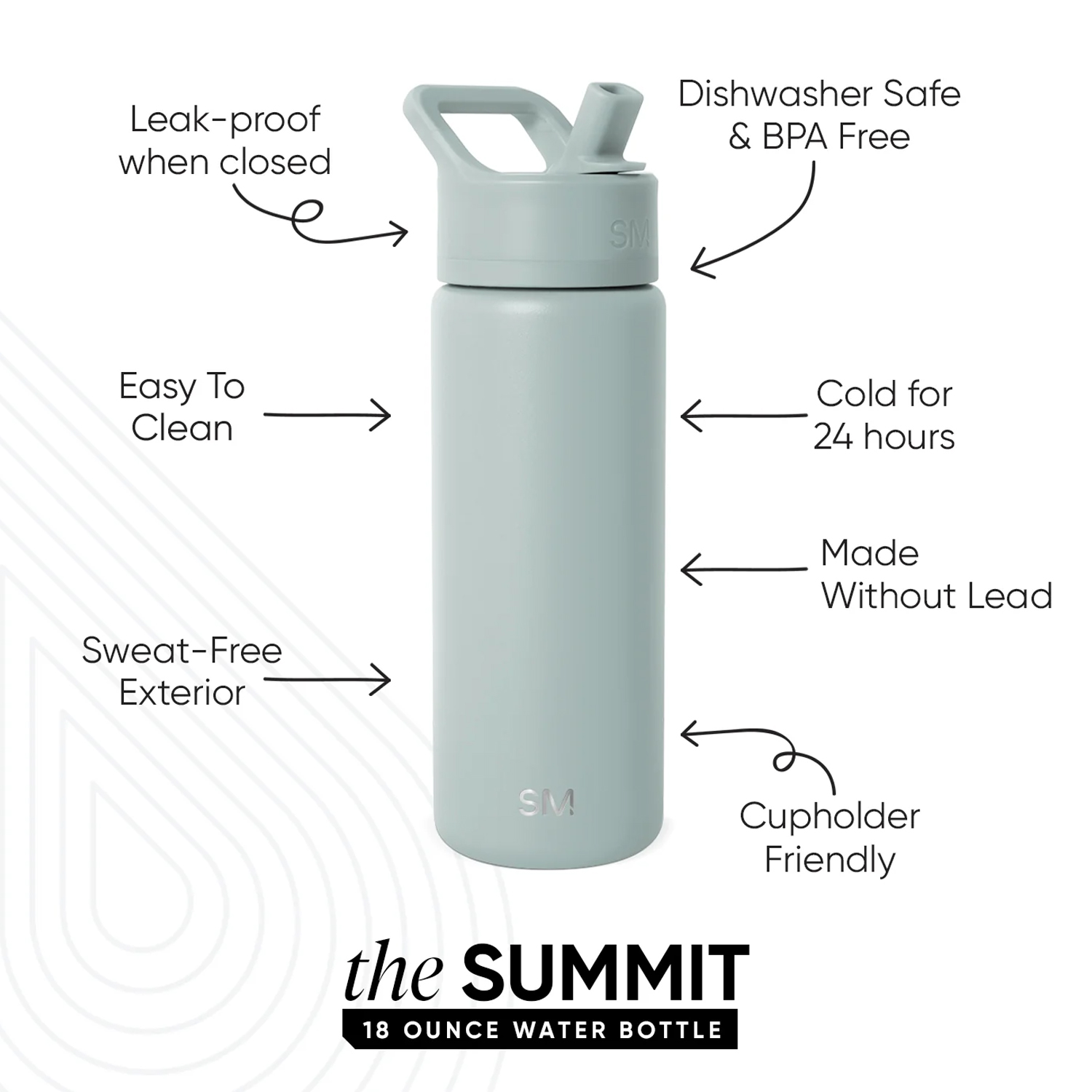 18 oz Simple Modern® Stainless Steel Double-Walled Insulated Summit Water Bottle with Straw Lid 2