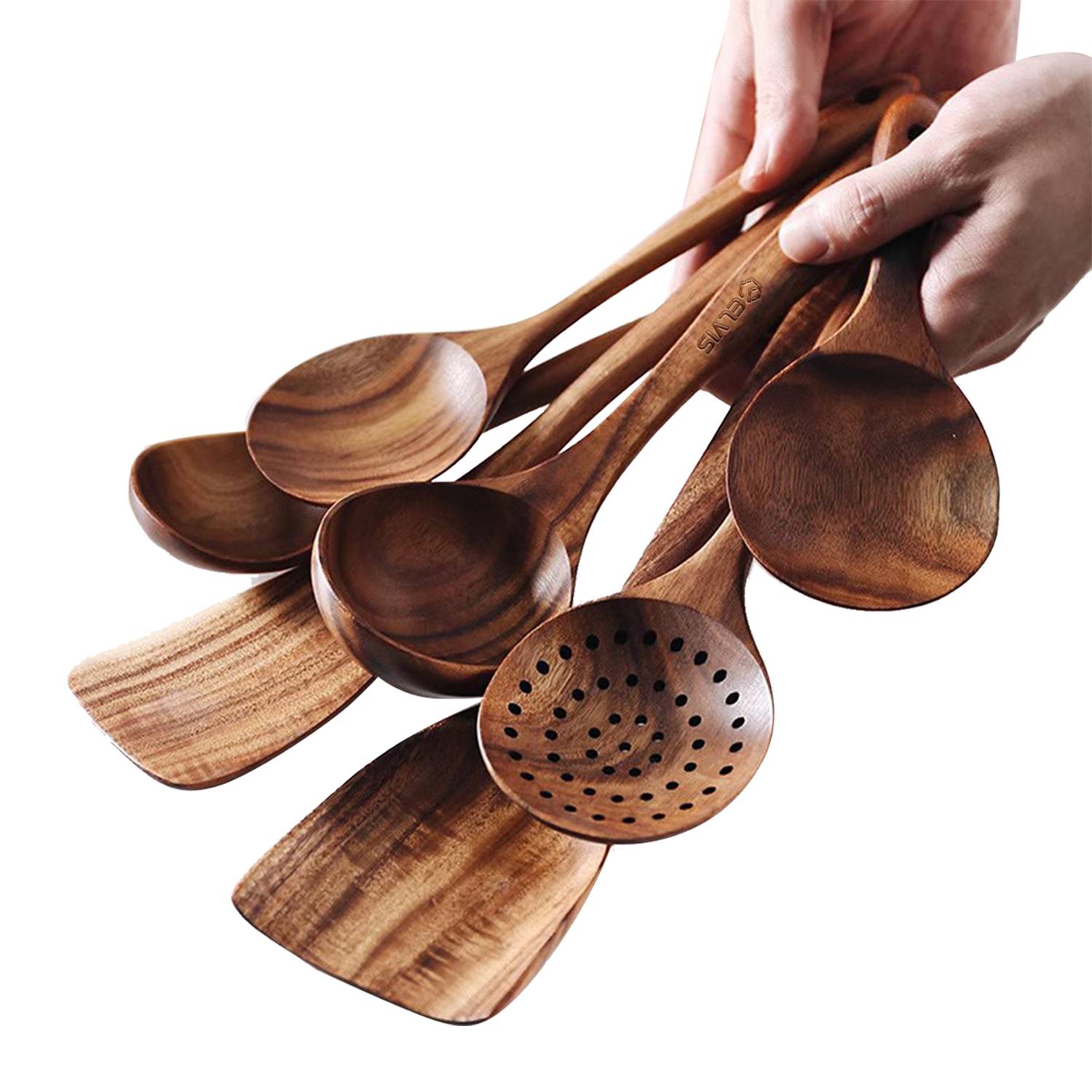 7Pcs Acacia Wood Pot Shovel Spoon Set 2