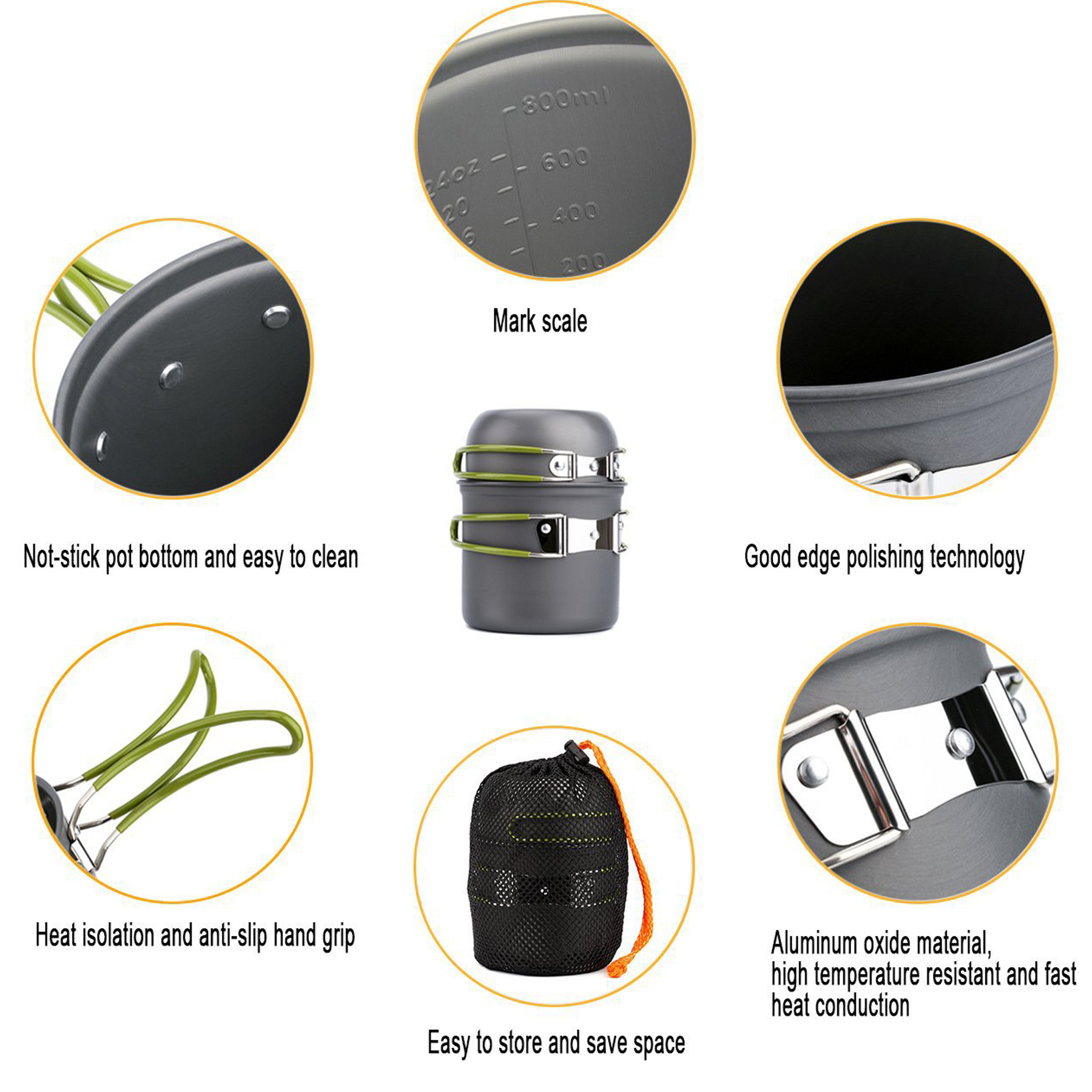 Portable Camping Cookware Mess Kit 4