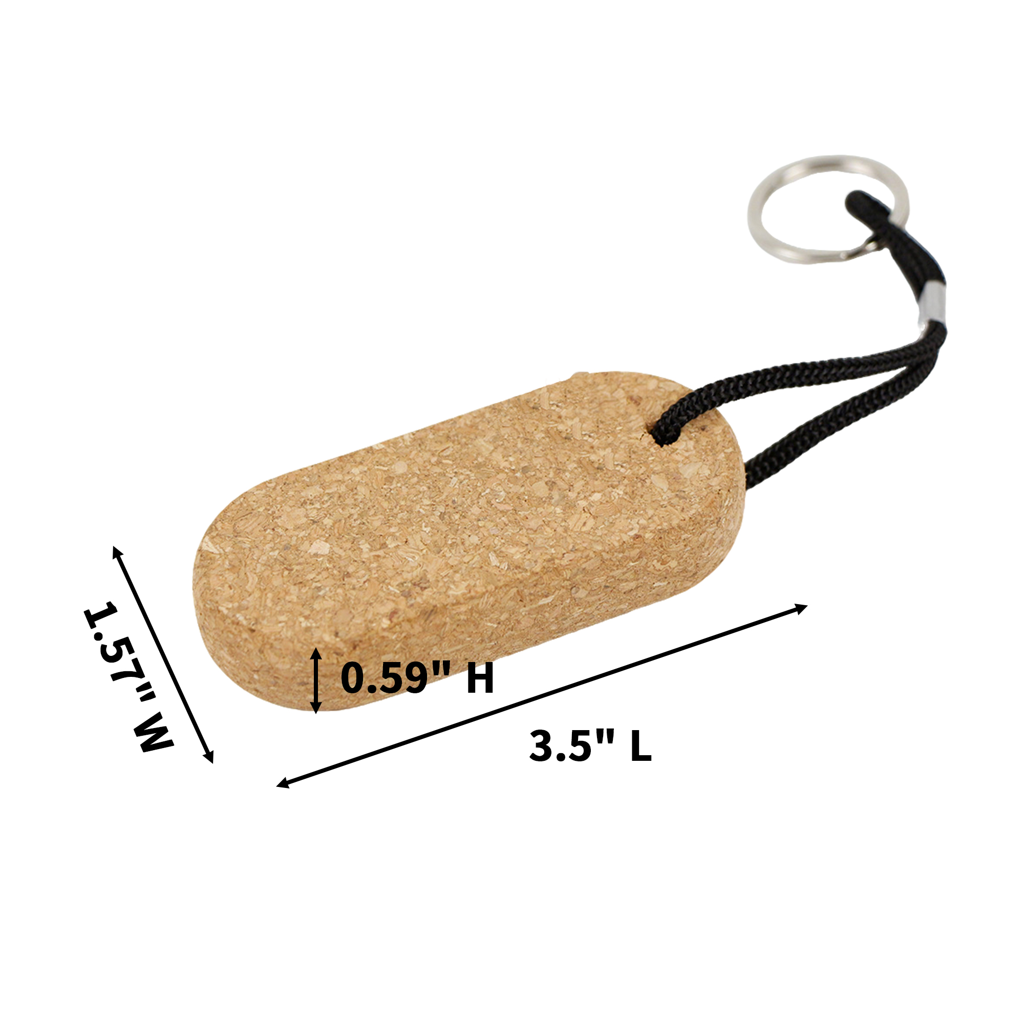 Oval Cork Key Ring 3.5" Length X 1.57" Width X 0.59" Height 4