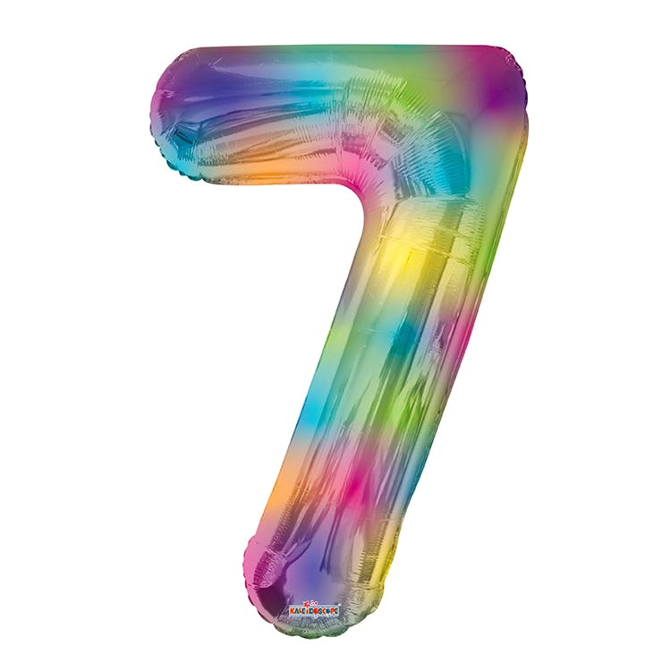 Mylar Number 7 Balloons - Rainbow 34" 2