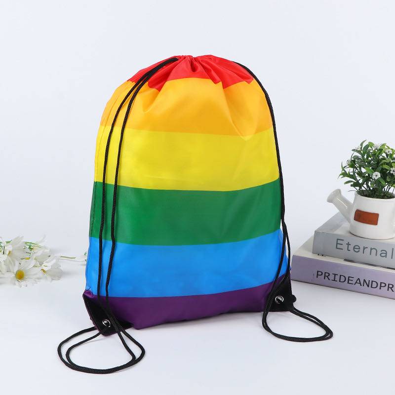 Polyester Rainbow Drawstring Bag 4