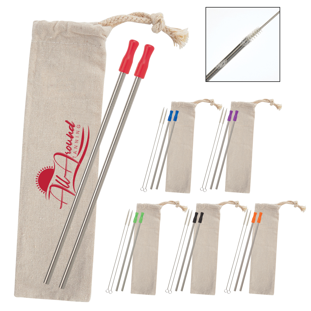 2-Pack Stainless Straw Kit with Cotton Pouch 10