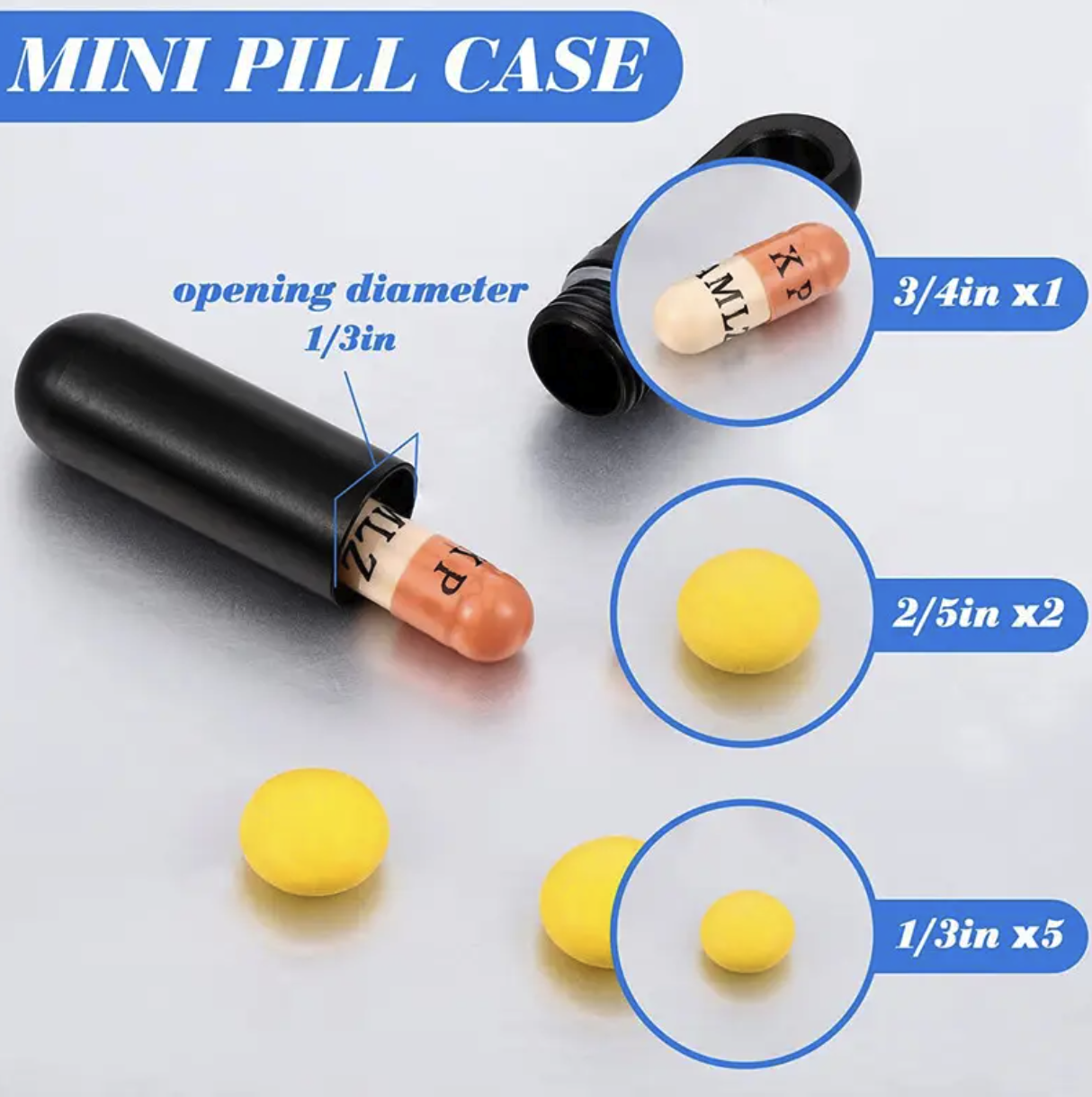 Pill Bottle Keychain Container 2.52*0.59In 1