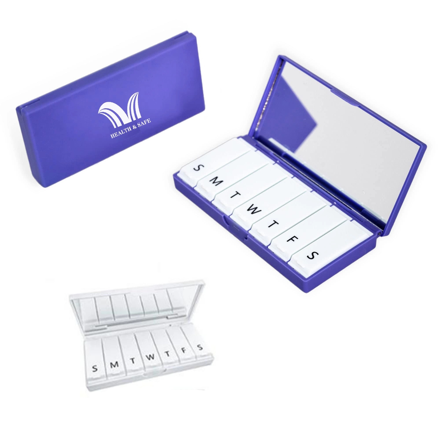 Pill Box 7-Day Supplement Organizer With Mirror 2
