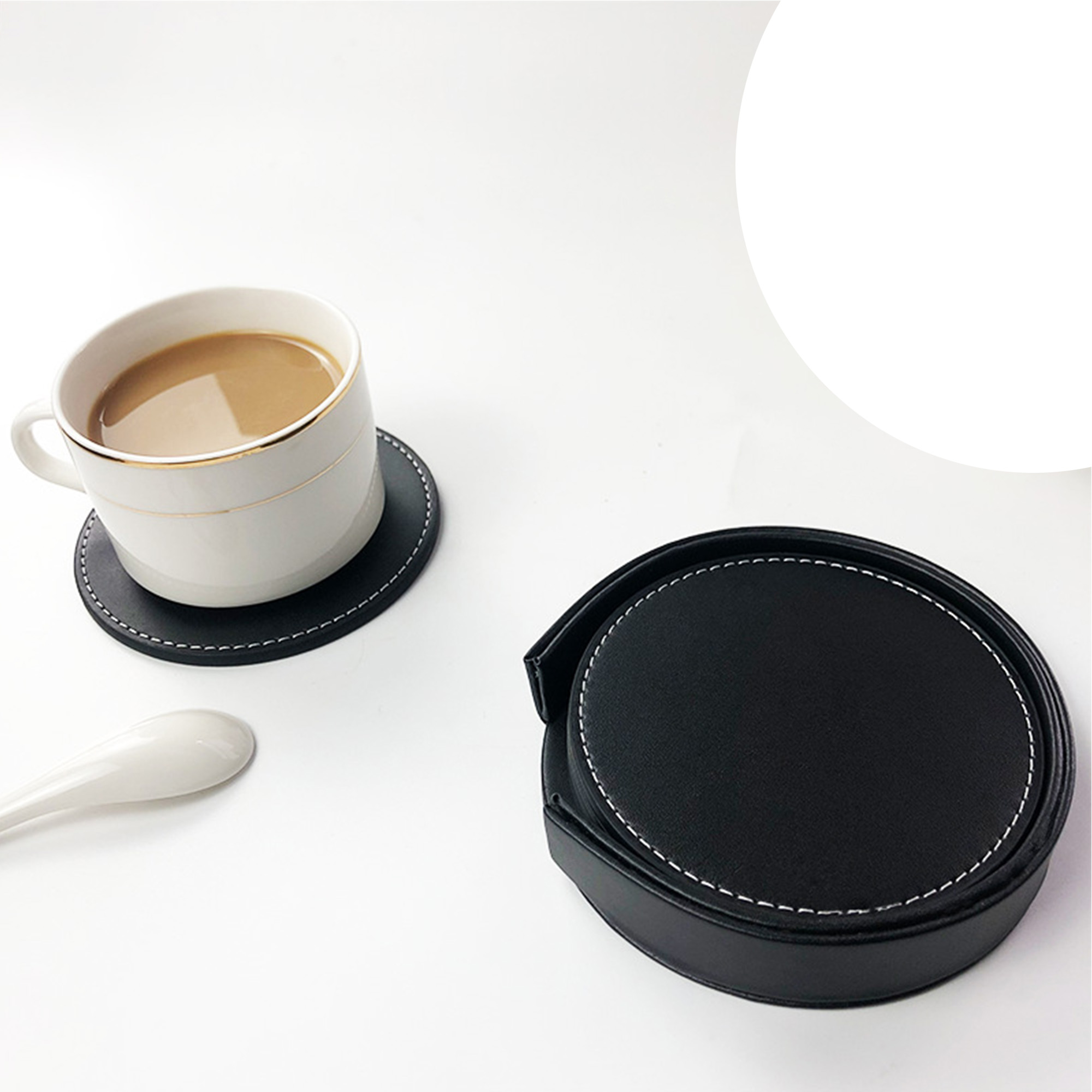 Multi-Color Customized Round PU Leather Coaster 5