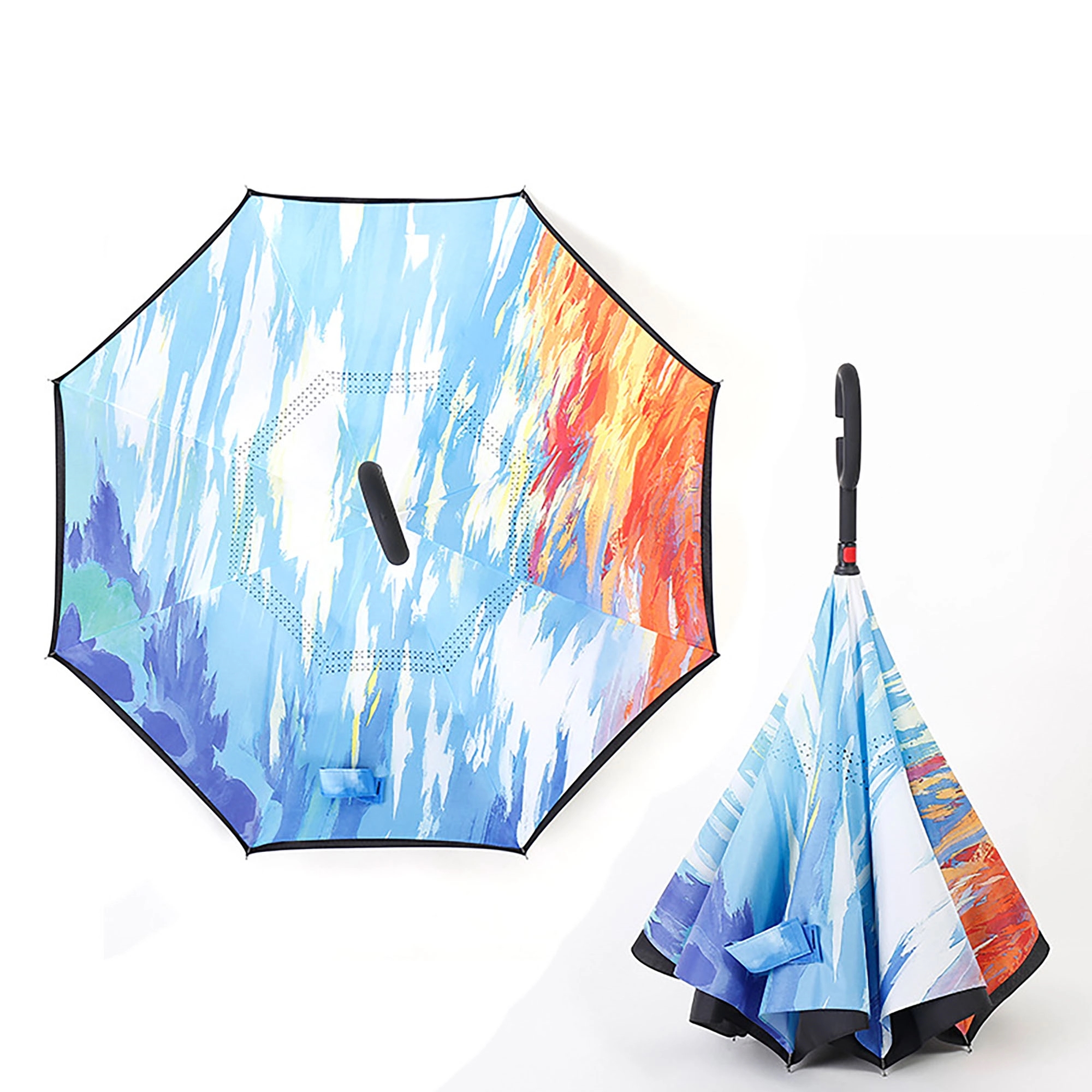 Reverse Upside Down Umbrella With C-Shaped Handle 2