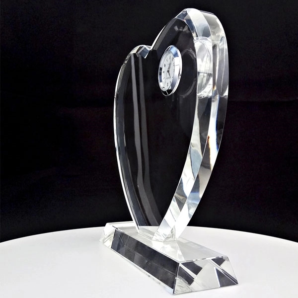 Heart shaped Crystal Clock Trophy 3