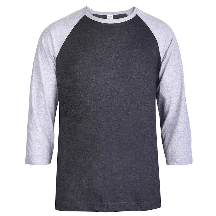 Men's 3/4 Sleeve Baseball T-Shirt - 2XL Gray/Charcoal 1
