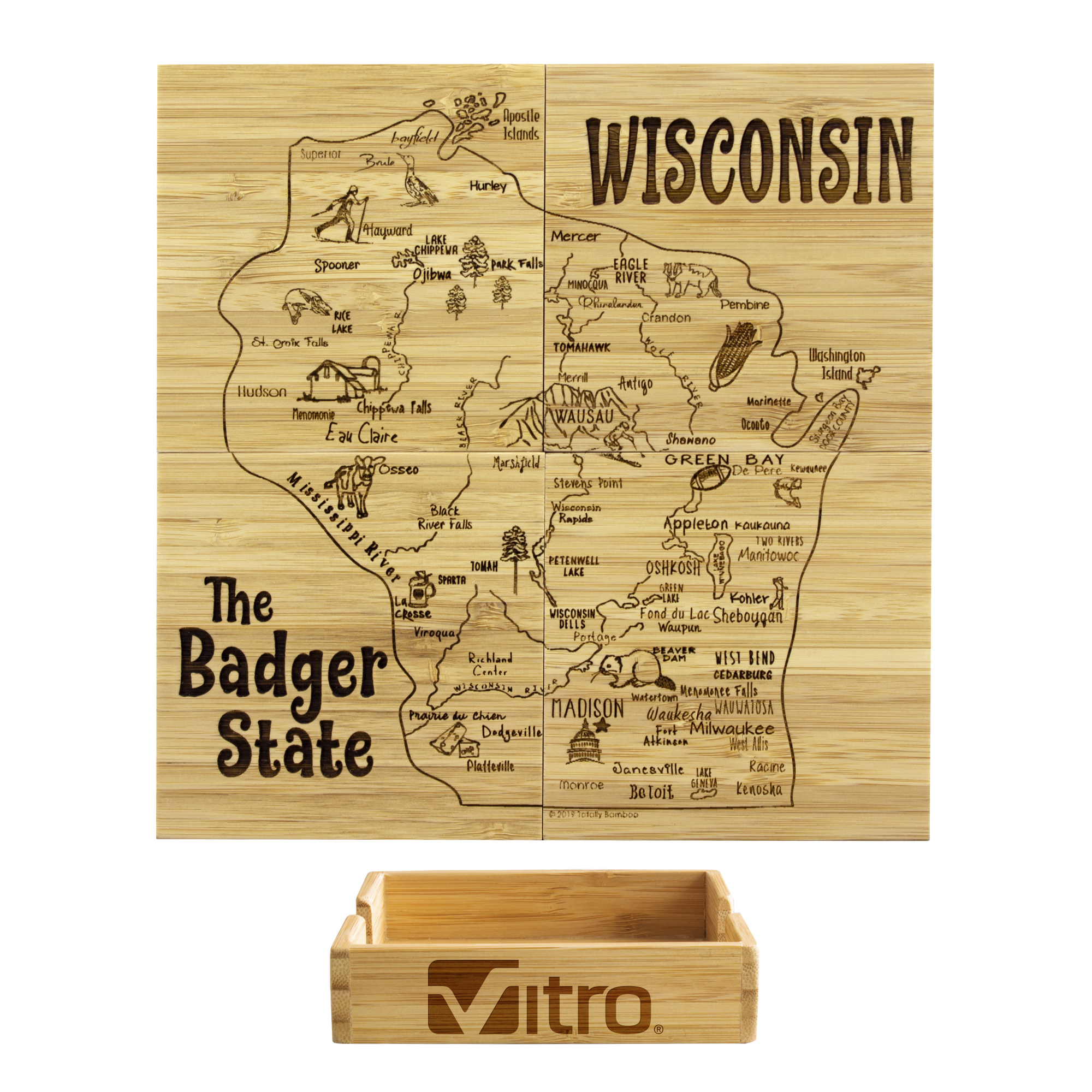 Wisconsin State Puzzle Coaster Set