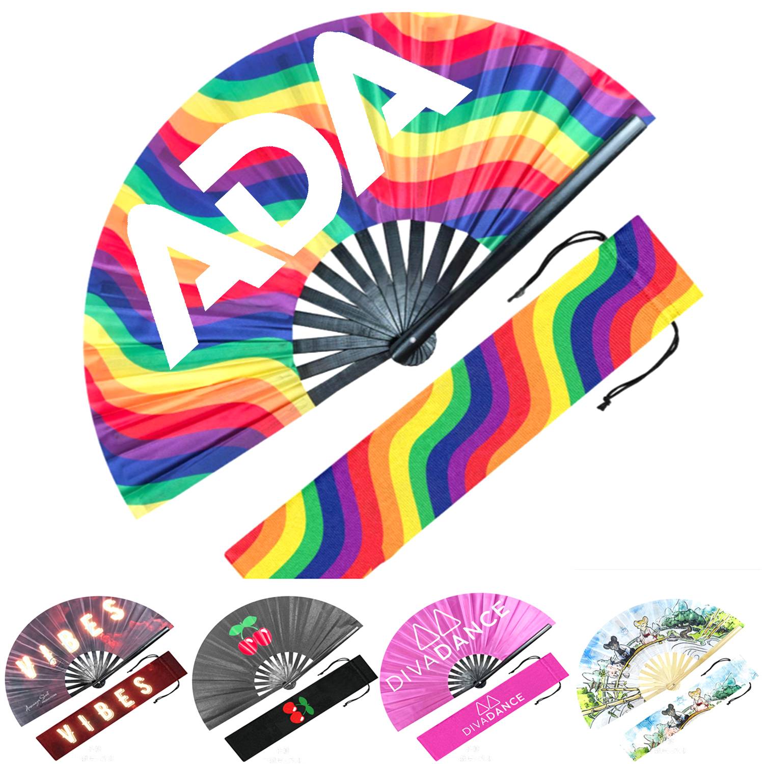 Rainbow LGBT Bamboo Rib Handheld Fans 2