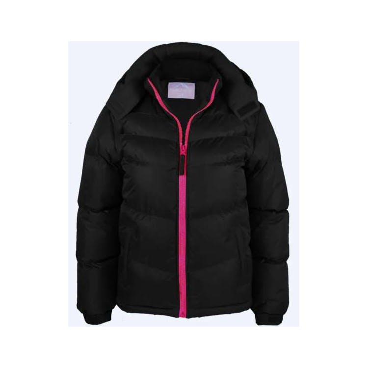 Girl's Puffer Jackets - Black/Pink 5-7