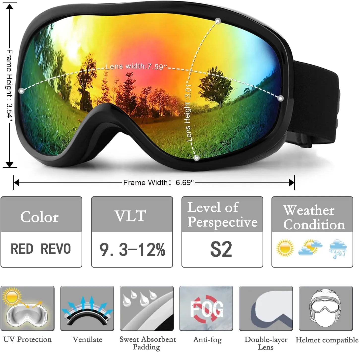 Dual-Layer Anti-Fog Ski Goggles 3