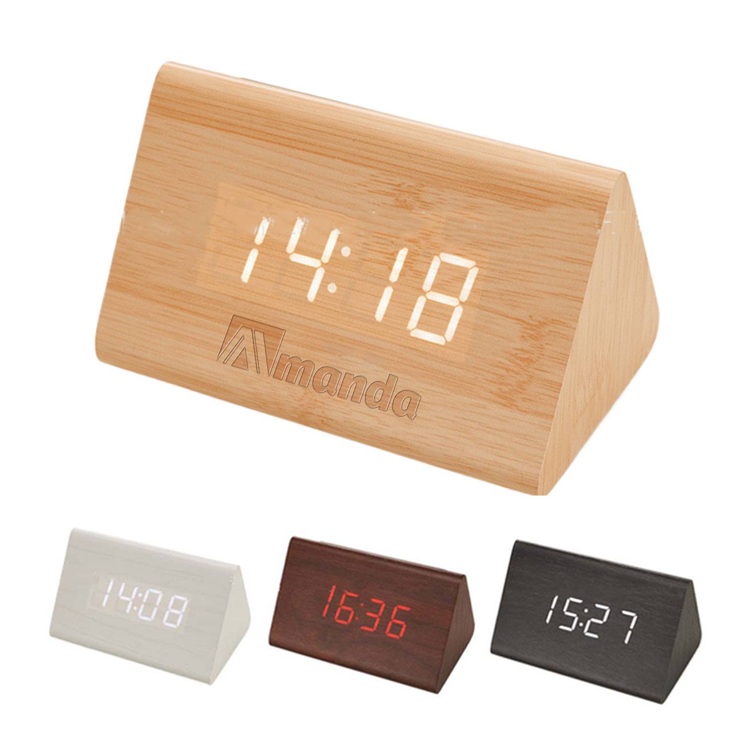 PVC Wood Grain Digital Alarm Clock 4