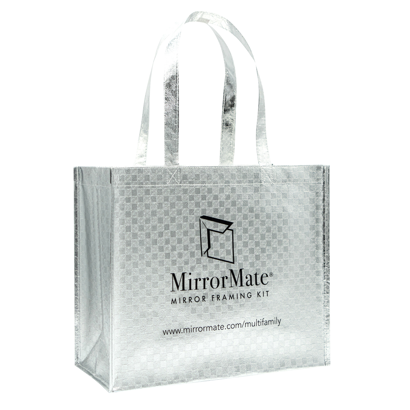 Textured Metallic Silver Tote Bag 16"x13"x6" 1
