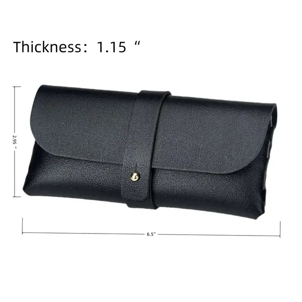 Black Leather Eyeglasses Holder - PVC Buckle Protective Case 11