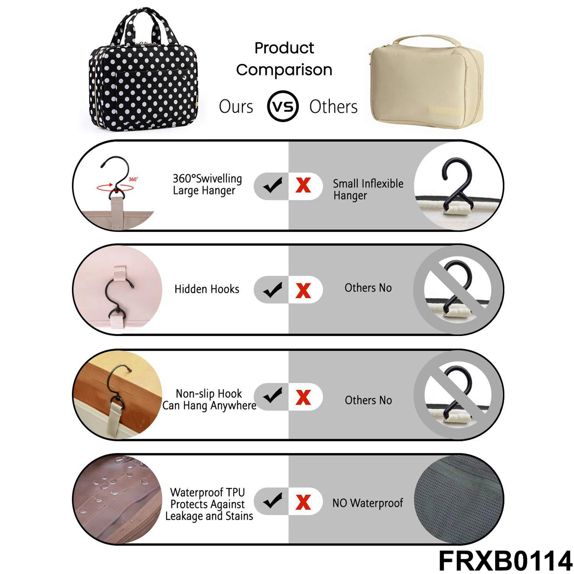 Waterproof Hanging Toiletry Bag with Multiple Compartments 2