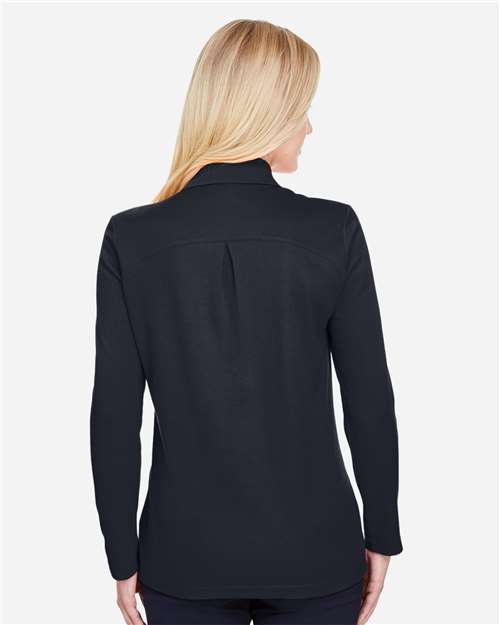 Women's CrownLux Performance® Plaited Long Sleeve Polo - DG20LW 14