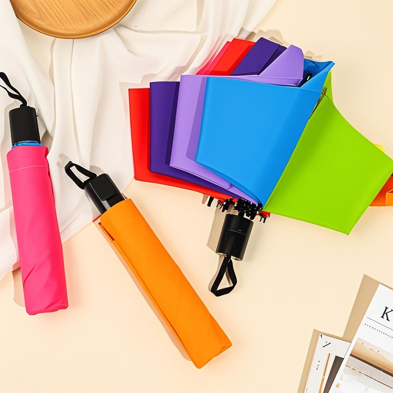 Portable Rainbow Folding Umbrella Compact Durable Travel 4