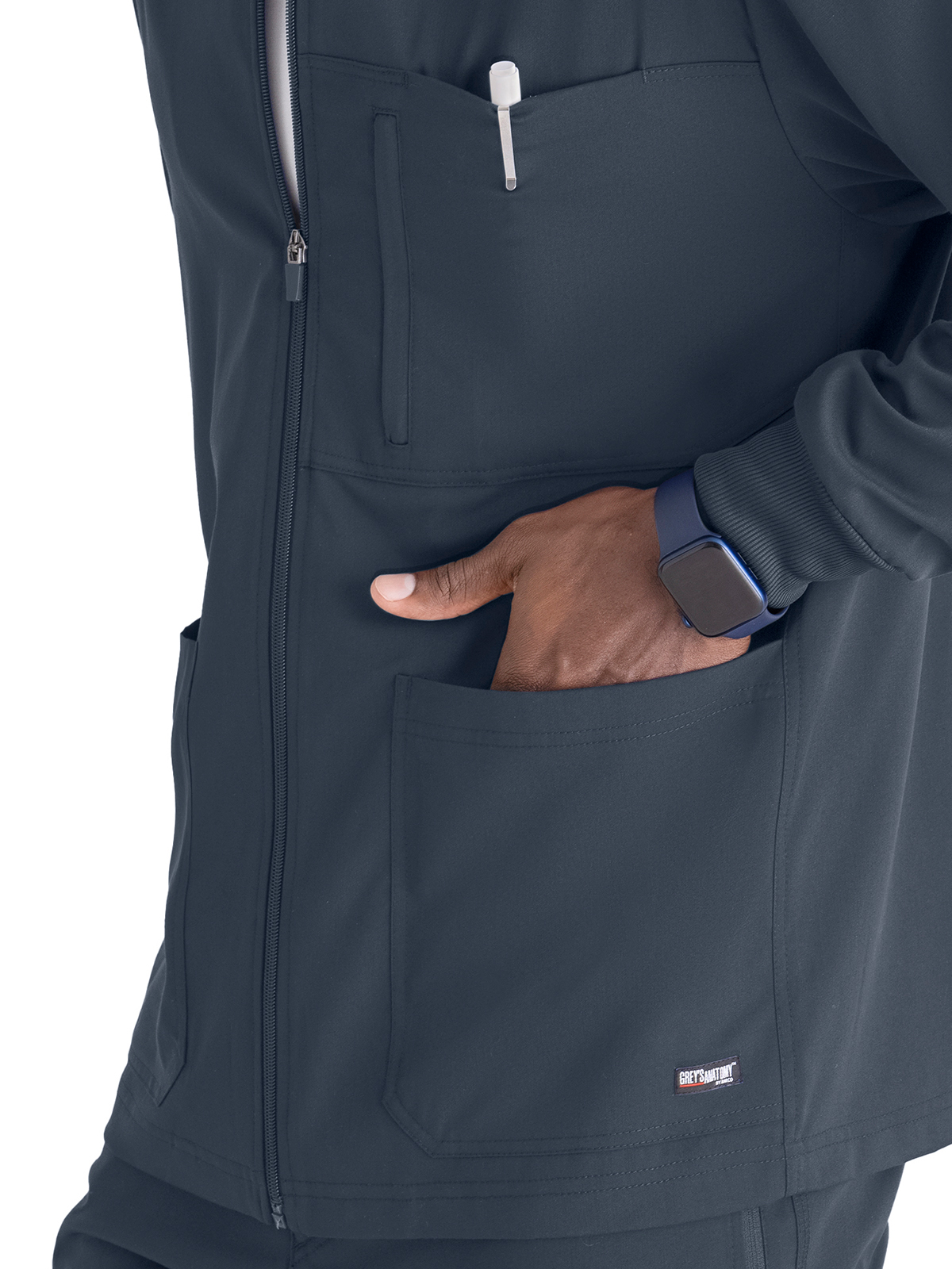 Grey's Anatomy Spandex Stretch - Men's Five-Pocket React Warm-Up Scrub Jacket 11