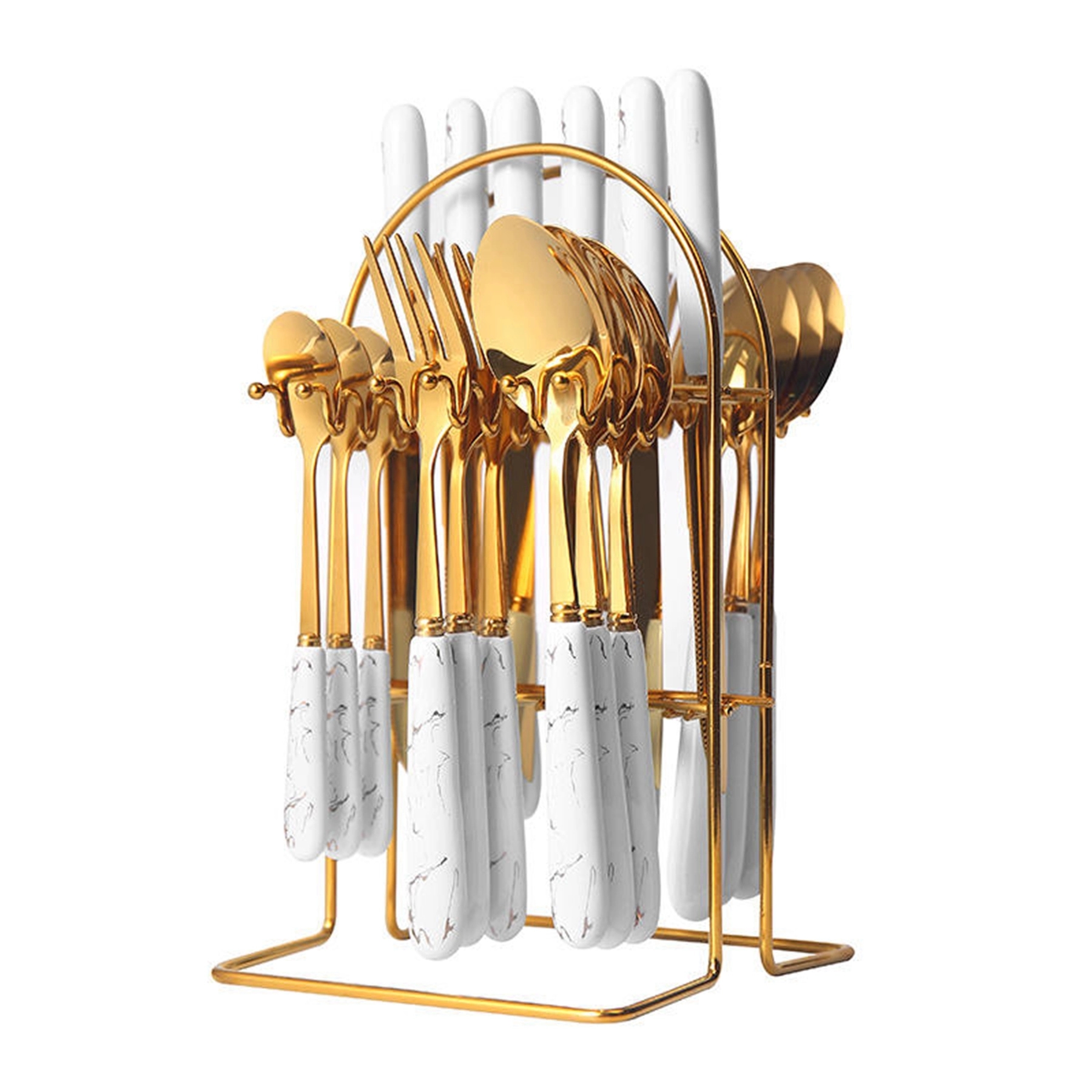 Ceramic Handle Stainless Steel Cutlery 24pcs Set with Holder 7