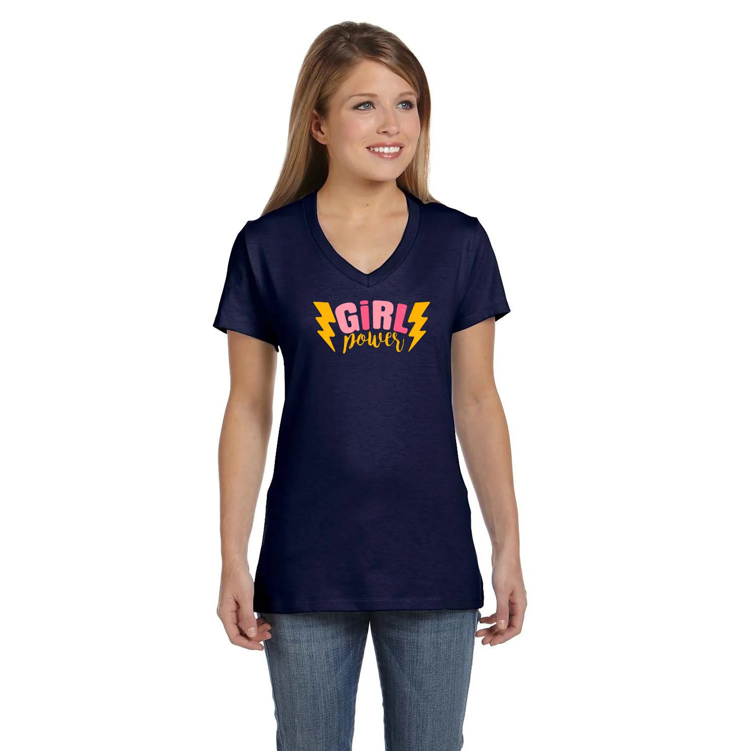 Hanes Ladies 4.5 oz.. 100% Ringspun Cotton V-Neck T-Shirt 4