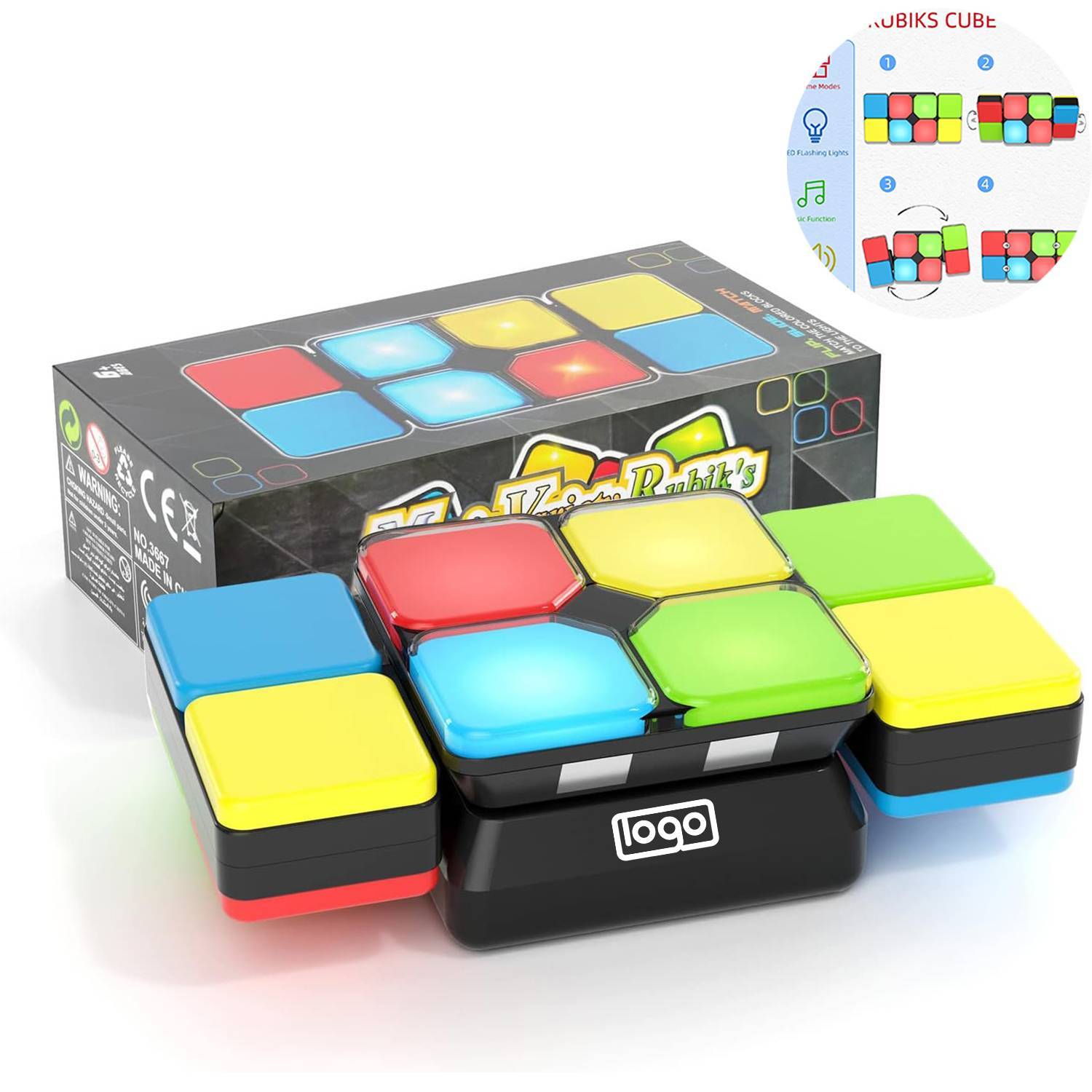 4 in 1 Kids Light-Up Musical Educational Puzzle Cube Toy 2