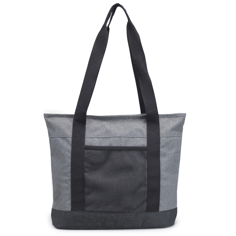 Heathered Zippered Polyester Tote Bag 1
