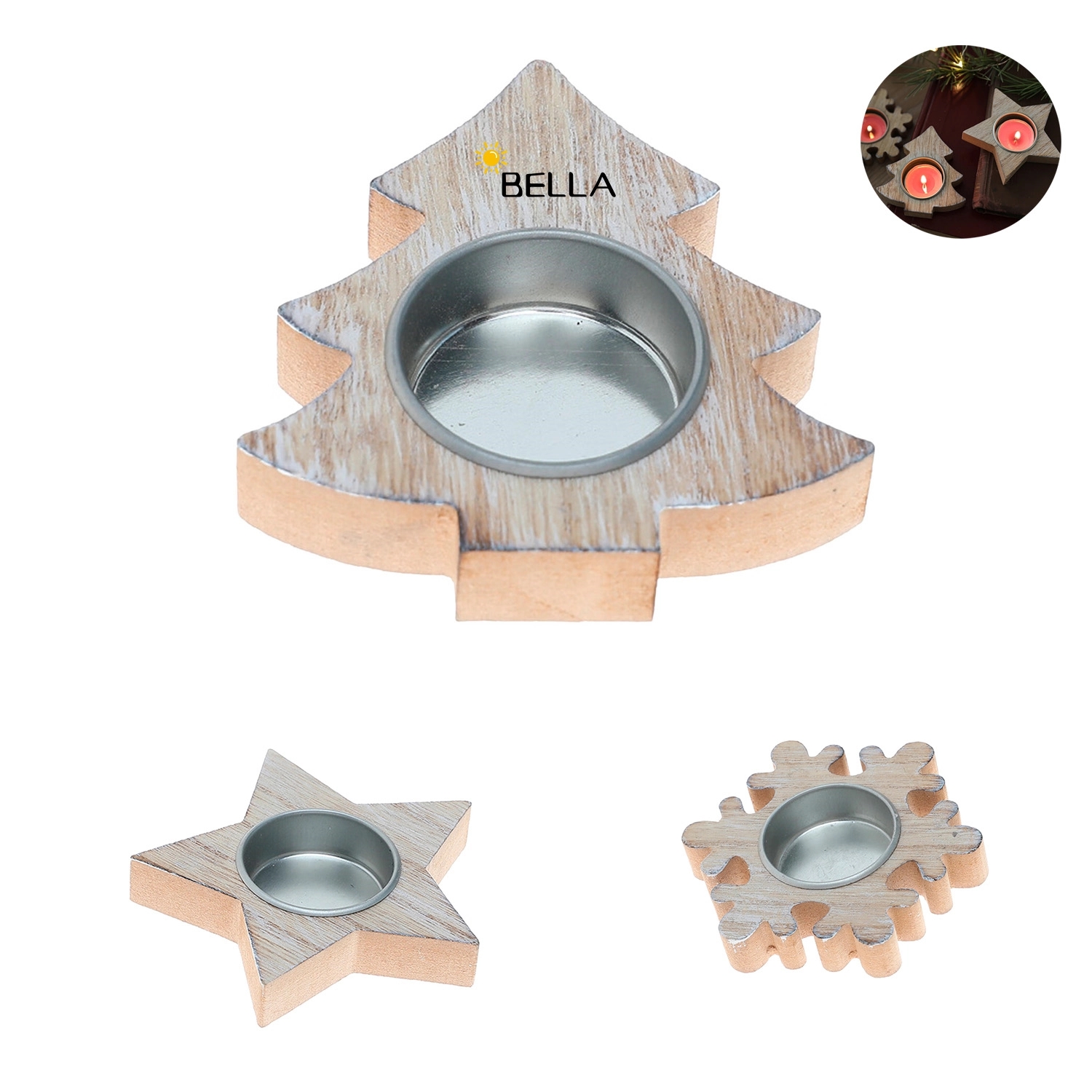 Christmas Wooden Snowflake Candlestick 5