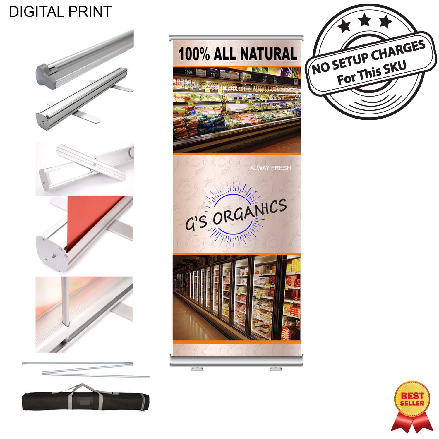 Premium Retractable Pull Up Banner with Graphics, Stand and Bag, 33.5x79, Standard base, NO SETUPS 5