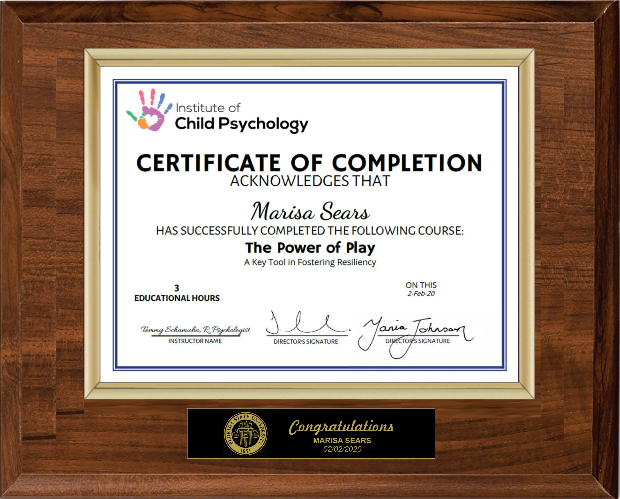 Cherry Finish Certificate Plaque 7