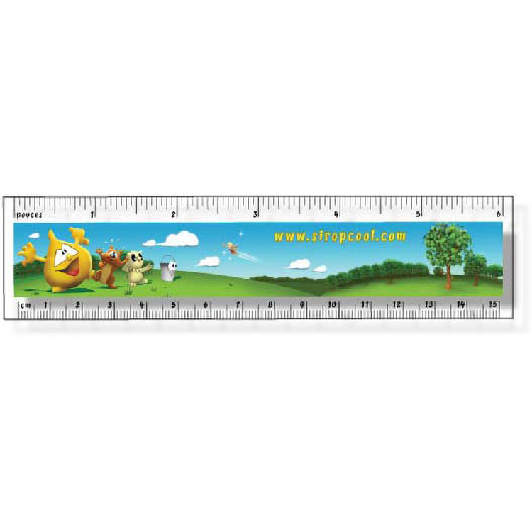 .020 Clear Plastic Rulers 1.5"x6.25" Rectangle / Square Corner, Full Colour Digital Imprint