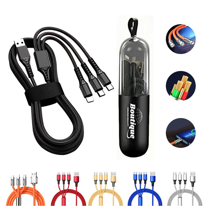 3" 1 Fast Charging Cable In Capsule Case With Key Loop 3