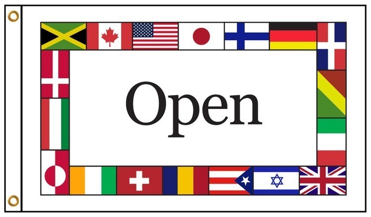 International Open 5' X 8' Knit Poly Flag with Heading and Grommets 1