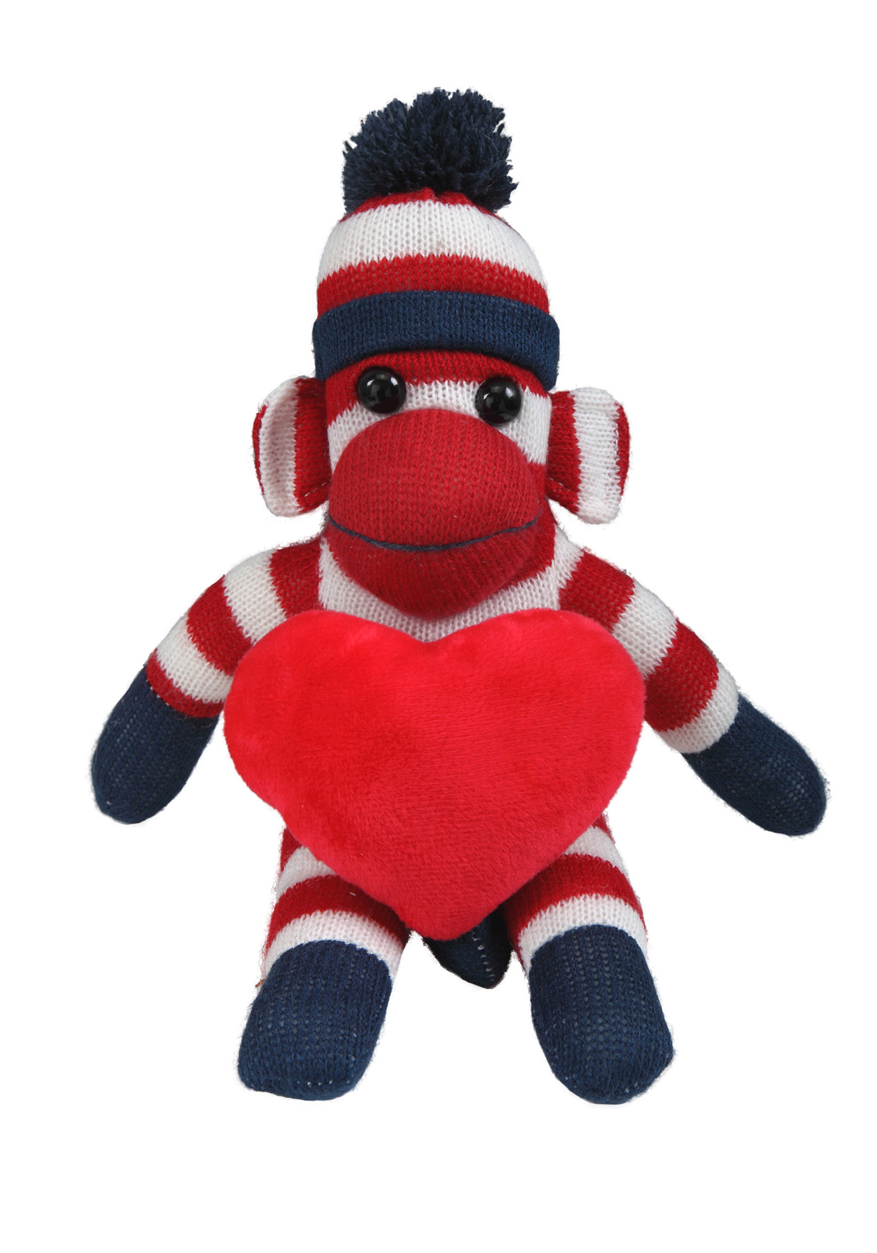 soft plush Patriotic Sock Monkey with heart