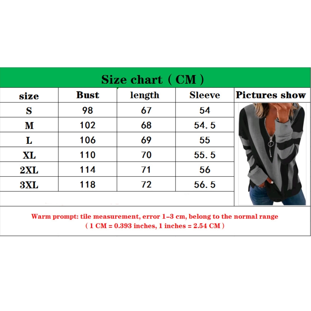 Long Sleeve Zipper V Neck Printed Tops T-Shirts 2