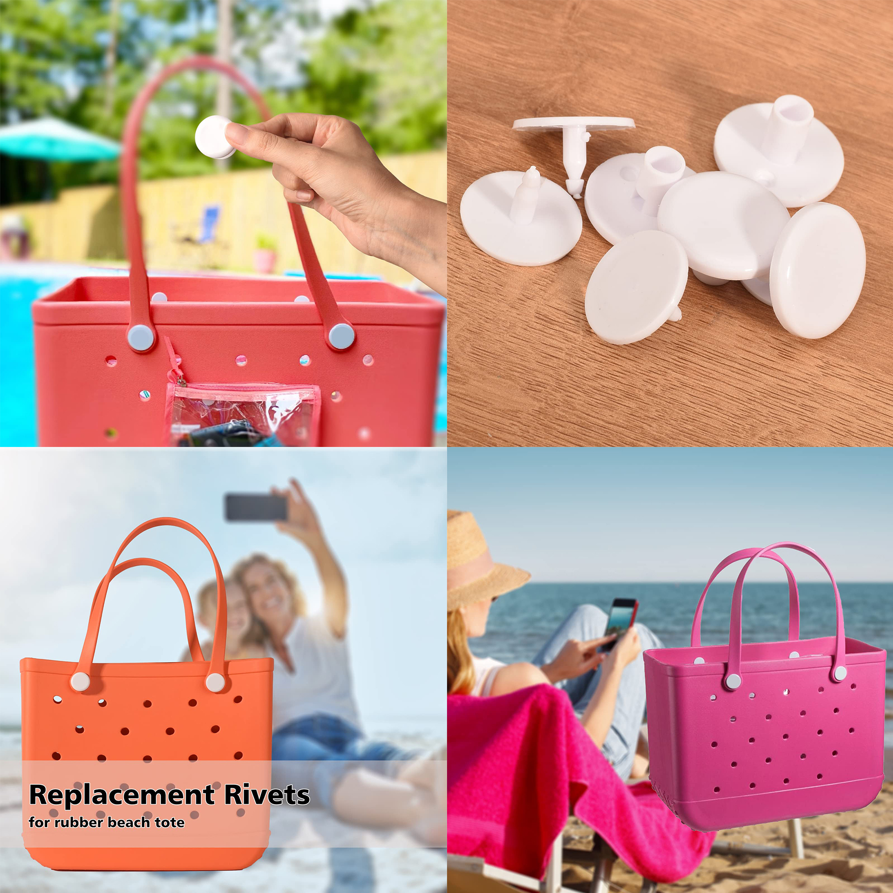 4 PCS Beach Bag Replacement Rivets for Bogg Bag 2