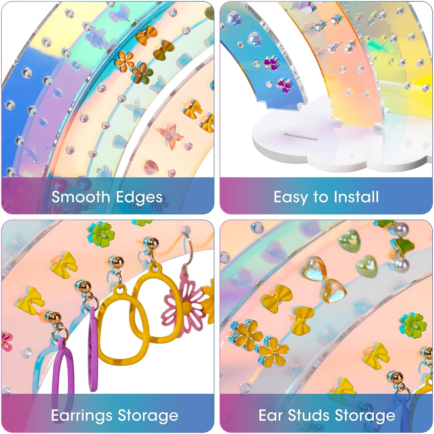 3-Tier lridescent Acrylic Rainbow Earring Organizer 1