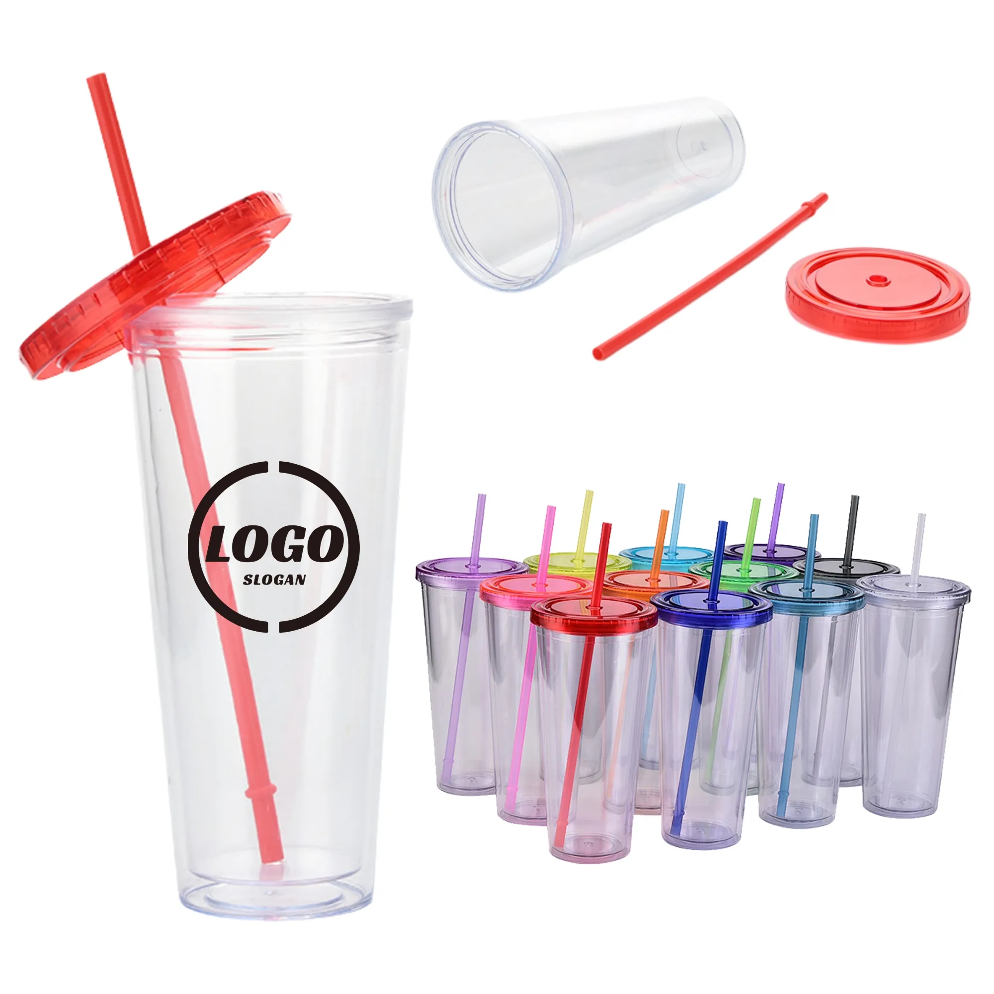 Custom 24oz AS Plastic Straw Cup 11