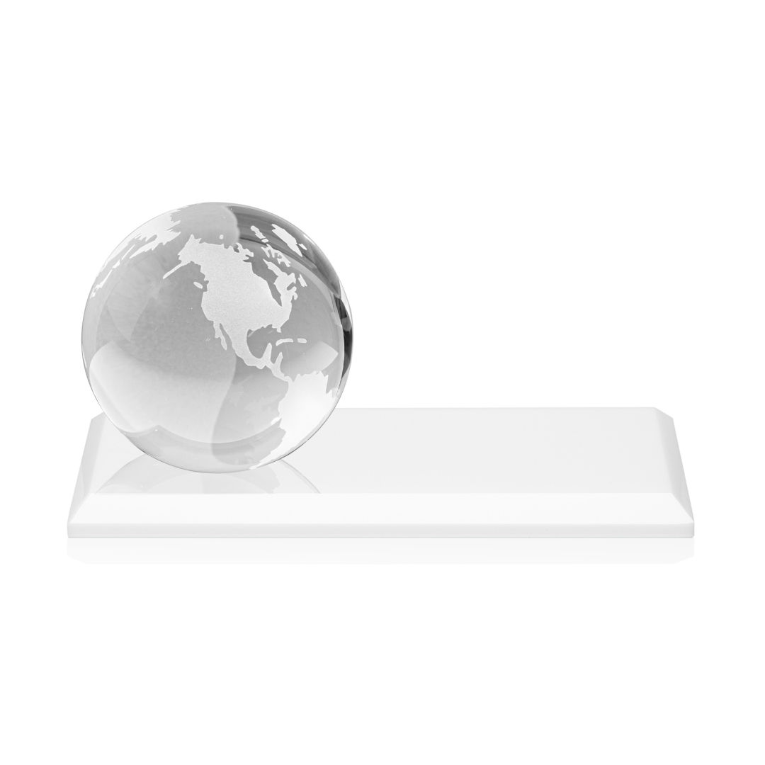 Globe Award on Rectangle Base - White 7