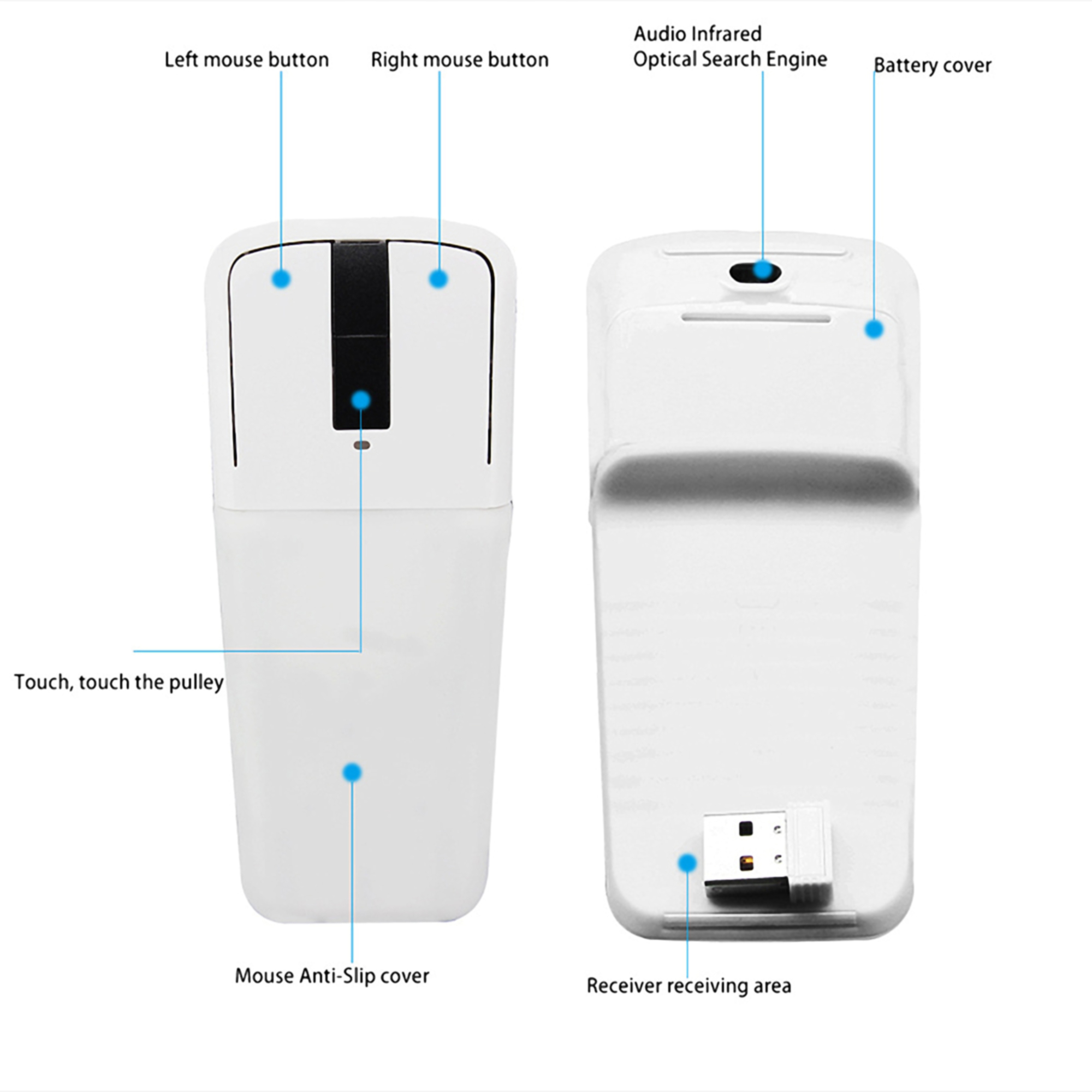 ABS Plastic Folding Wireless Mouse 2