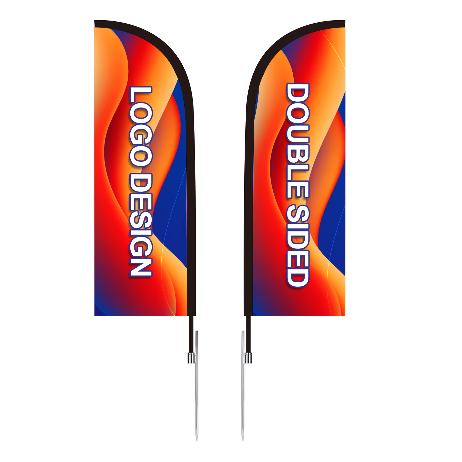 13' Custom Feather Flag Kit- Double Sided W/ Spike Base 4