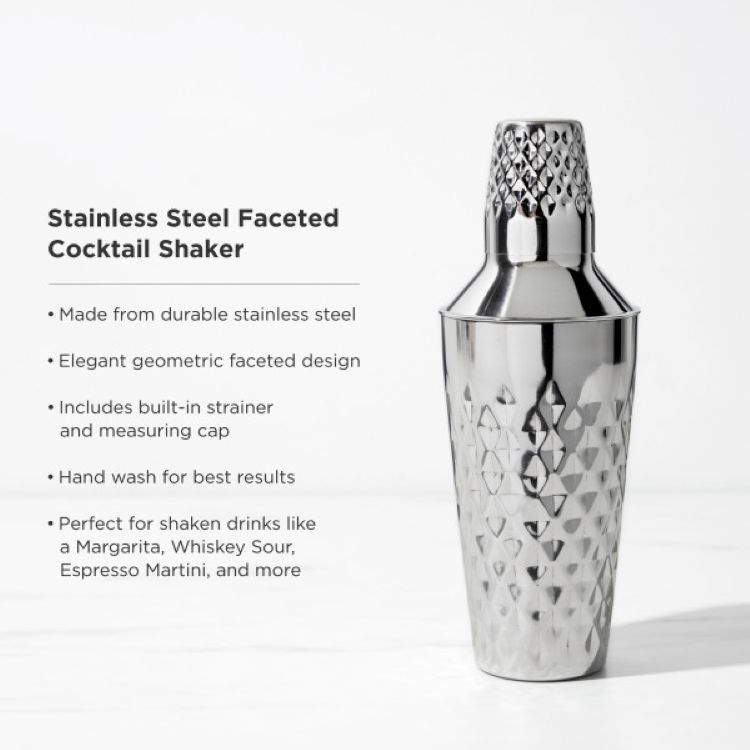 Viski® Stainless Steel Faceted Cocktail Shaker 8