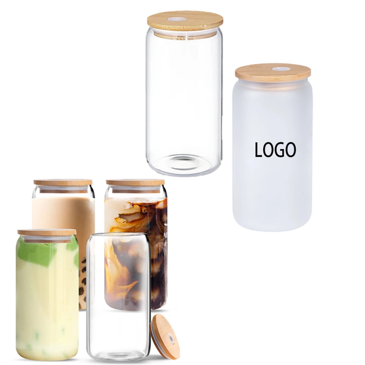 16Oz Can Shaped Tumbler Glass With Lids 7