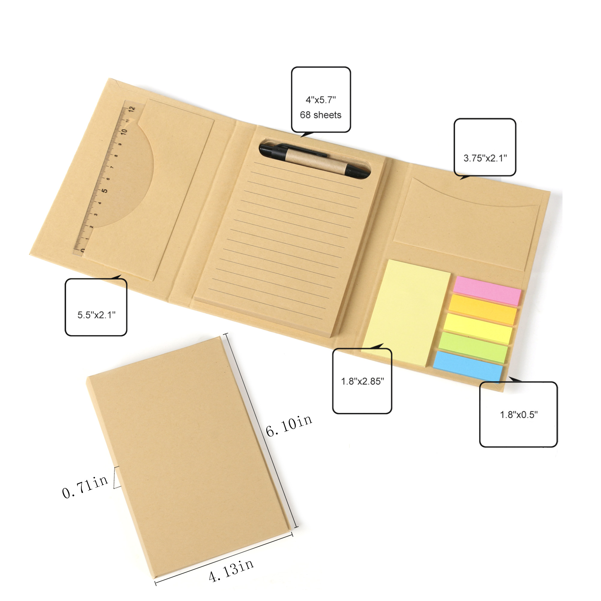 Kraft Paper Multi-Functional Sticky Notebook 3