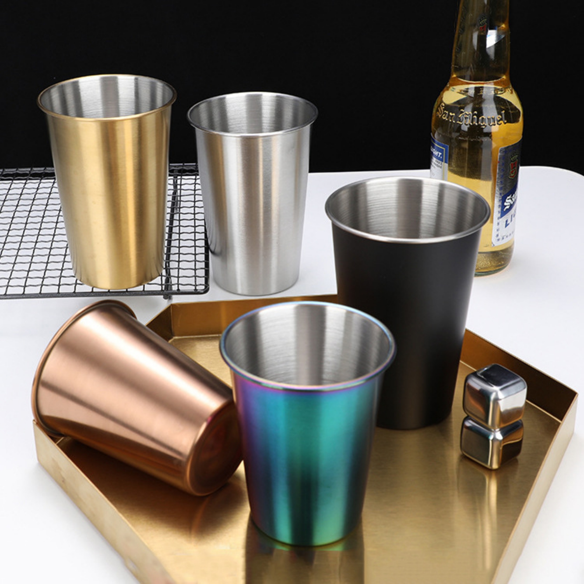 Black Stainless Steel Pint Cups 2