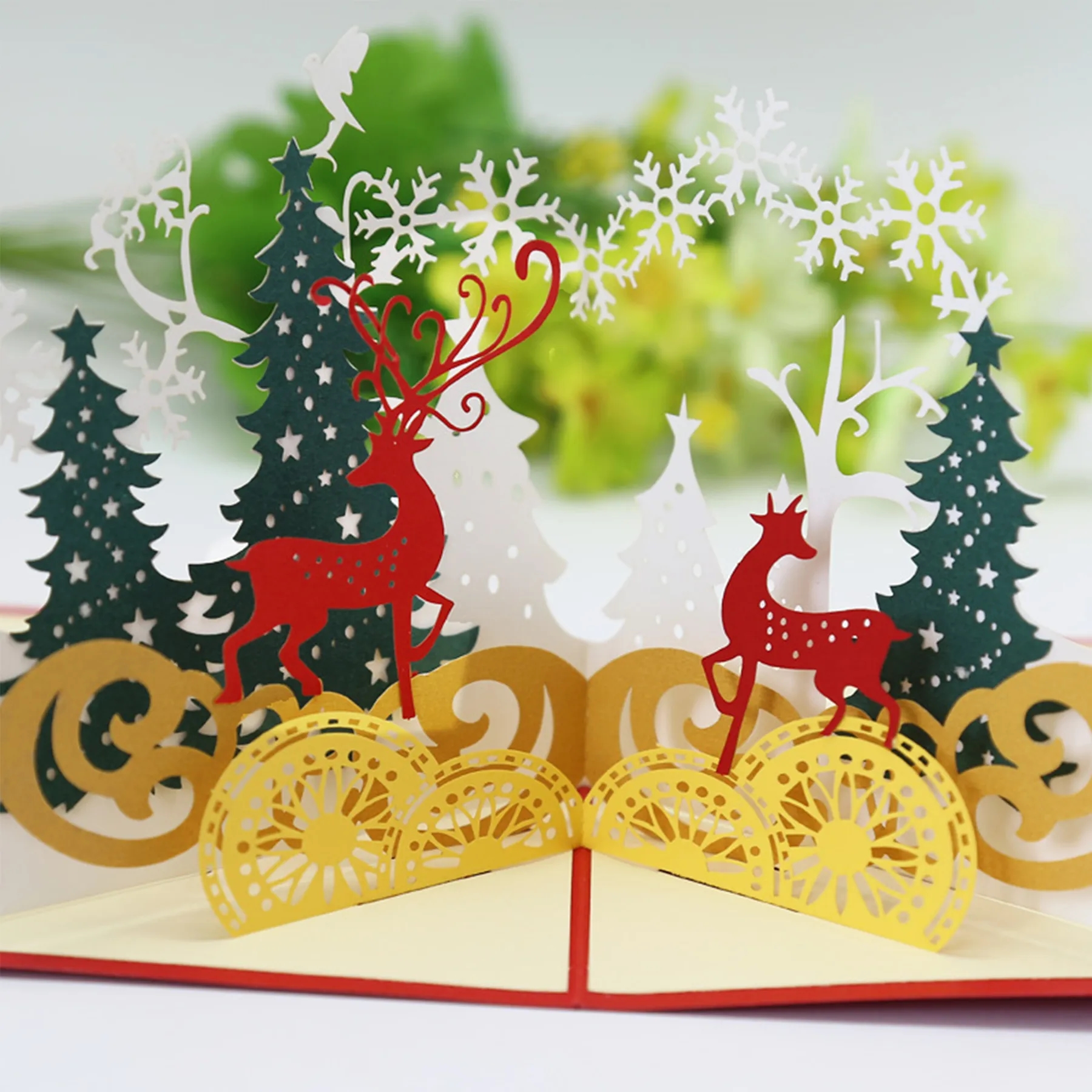 3D Christmas Hollow-out Greeting Card with Envelope 6